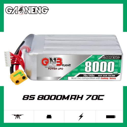 GNB高能8000mAh 8S2P 29.6V 70C遥控穿越机FPV航模模型动力锂电池