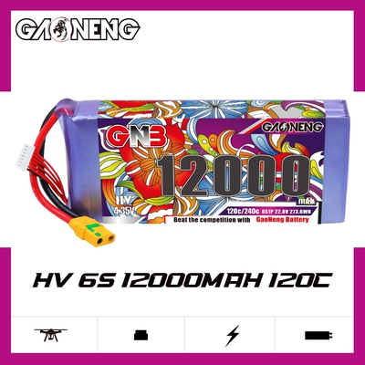 GNB高能12000mAh 6S 22.8V 120C HV穿越机锂电池RC航模10寸无人机