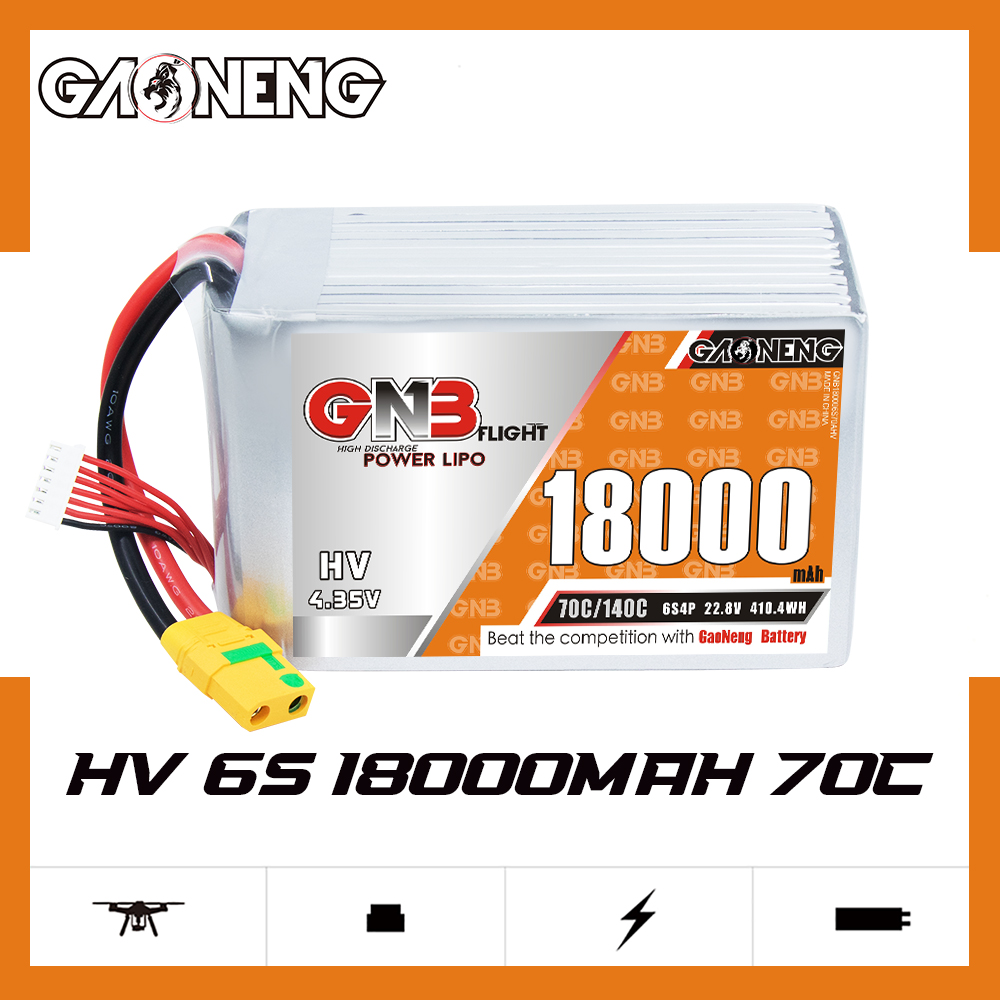 GNB高能18000mAh 6S4P 22.8V HV 70C穿越机航模锂电池FPV玩具模型