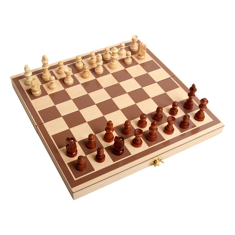 木制磁性国际象棋折叠式棋盒套装