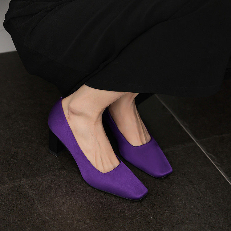 2026春季简约复古风方头小猫跟浅口单鞋一脚蹬气质通勤优雅风,女鞋,浅口单鞋,淘宝优惠券,粉丝福利购,淘宝优惠卷