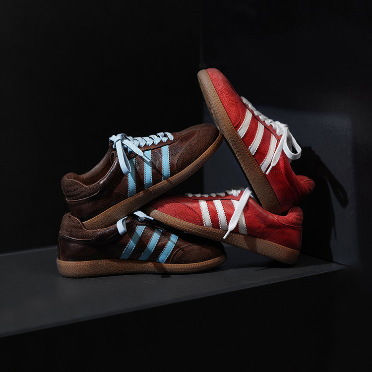 水洗马皮红色德训鞋女2026年新款复古平底真皮阿甘运动休闲鞋,女鞋,德训鞋,淘宝优惠券,粉丝福利购,淘宝优惠卷