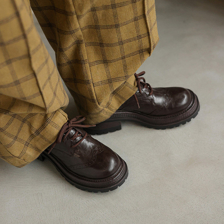 羊皮小众6CM粗跟乐福鞋女真皮2026春季新款高跟女鞋英伦风,女鞋,深口单鞋,淘宝优惠券,粉丝福利购,淘宝优惠卷