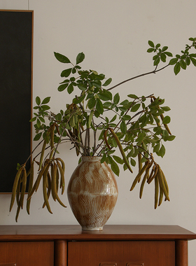 形上中古风陶瓷花瓶侘寂复古民宿玄关客厅家居水培手工装饰品摆件