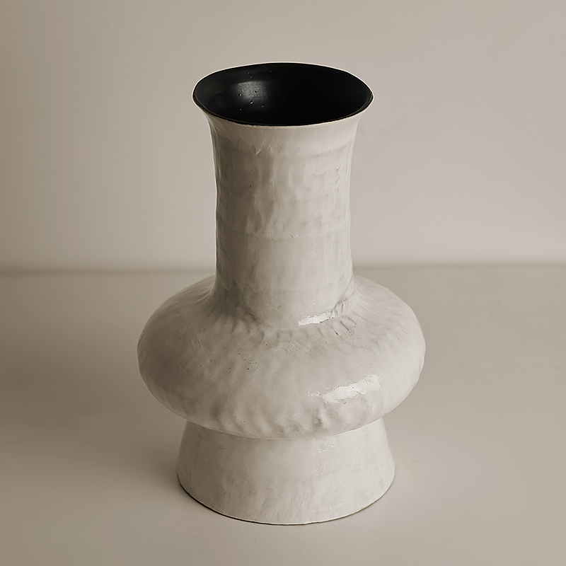 白色陶瓷花瓶月亮瓶摆件侘寂民宿陶罐北欧客厅插花花艺餐桌干花器