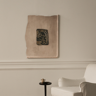 形上《侘寂絮语》挂画木雕不规则立体手绘肌理玄关客厅复古装饰画