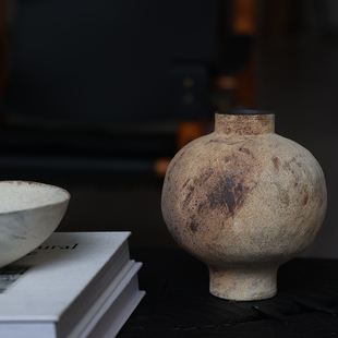 灼烧石榴瓶粗陶花器香氛蜡烛居家玄关台面诧寂风摆件 形上冯哲元