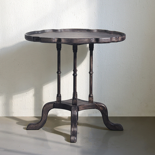 形上中古风家具实木边几复古南洋原木茶几侘寂风法式咖啡桌