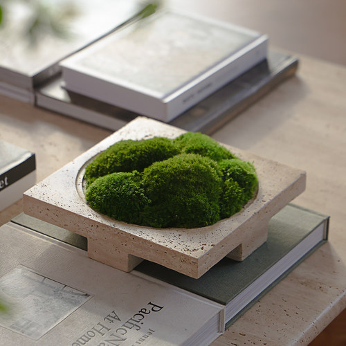 中古风洞石苔藓摆件装饰品