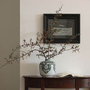 形上法式 客厅水培插花瓷器青花瓷复古摆件 中古风陶瓷花瓶新中式