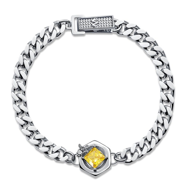 babama本心系列欧美古巴钛钢手链简约ins小众设计手饰男潮牌嘻哈