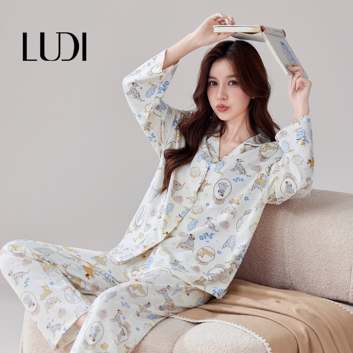 春秋甜美睡衣家居服长袖长裤