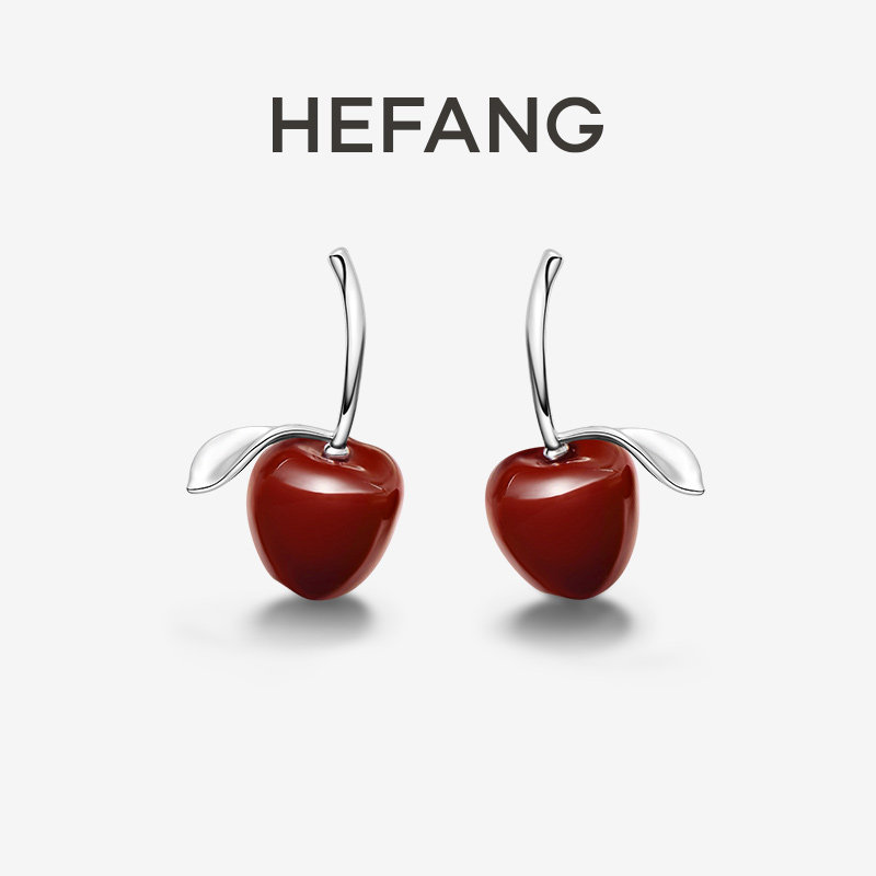 [618狂欢节]HEFANG何方珠宝幸运苹果耳环轻奢时尚原创设计耳饰女
