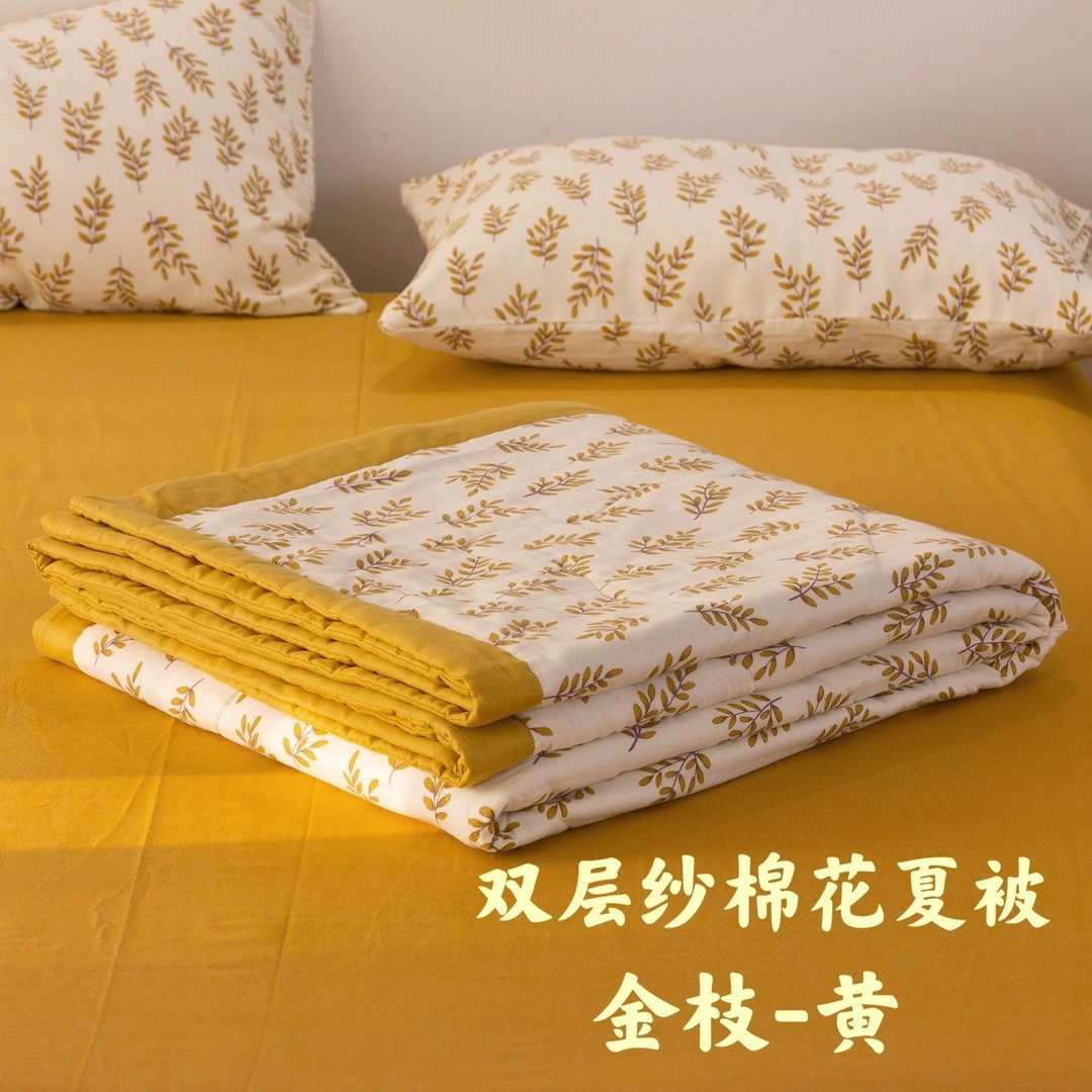 双层纱布印花棉花夏被柔软透气精密绗缝定位可机洗不变形舒适透气