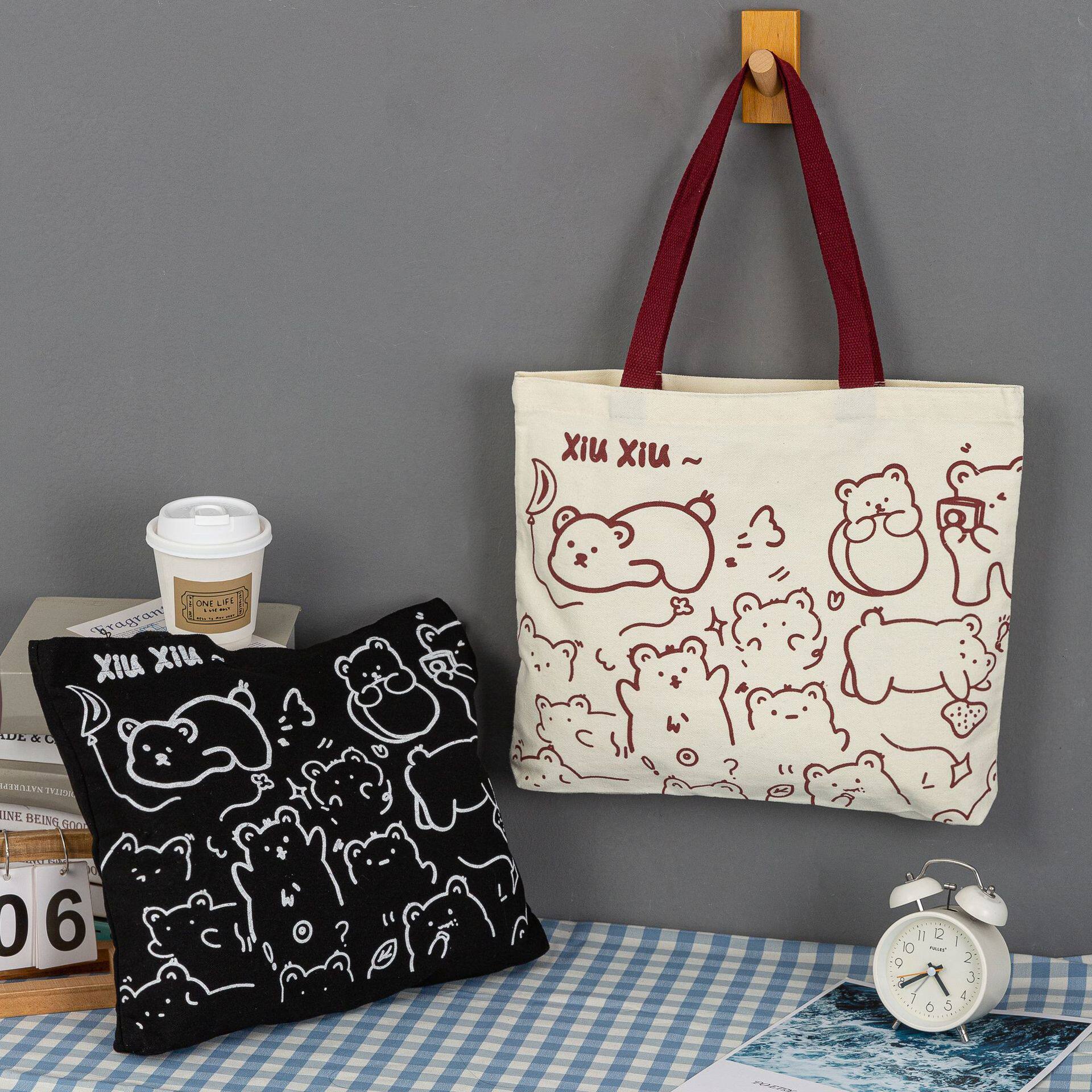 新款学生手提帆布袋大容量托特包单肩手拎帆布包ins韩版布袋