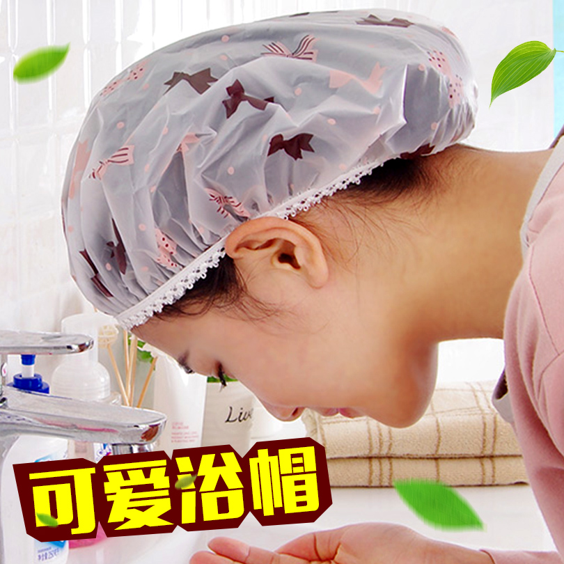 韩国可爱卡通防水浴帽时尚成人女士款洗澡帽子加大加厚印花护发帽