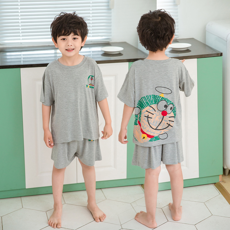 儿童睡衣莫代尔夏季男童短袖短裤套装家居服中大童宝宝空调服宽松