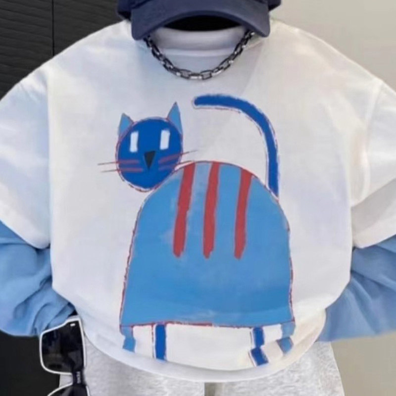 儿童长袖t恤男女童夏季2025新款纯棉长袖上衣中大童男孩夏卡通风