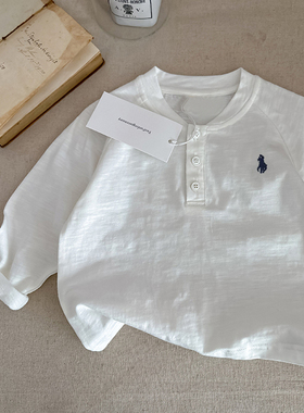 儿童T恤2025春男女童竹节棉潮牌长袖打底衫宝宝圆领宝宝纯棉