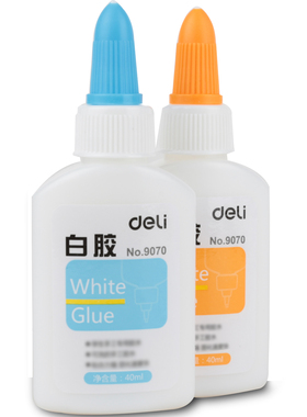 得力胶水手工白乳胶DIY学生儿童办公液体白胶 40ml瓶装手工白胶水