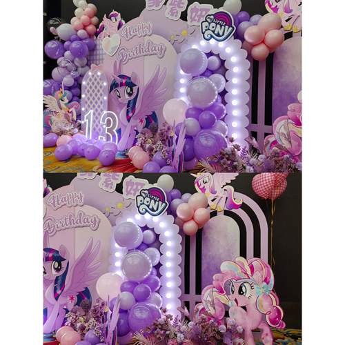 彩虹小马宝莉独角兽主题生日派对装饰背景板迎宾牌海报banner横幅