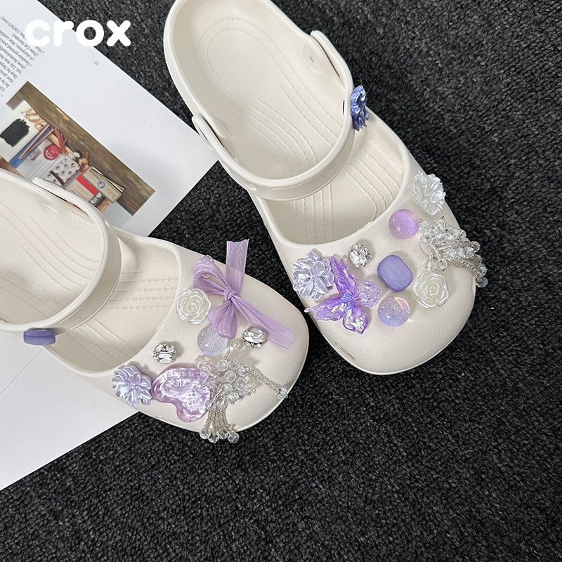 Crocs洞洞鞋配饰卡骆驰芭蕾鞋花珍珠diy配件智必星卡扣高级装饰品