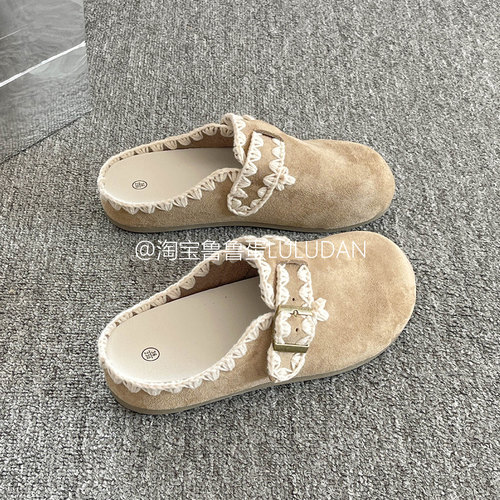 鲁鲁蛋 百搭勃肯鞋厚底半拖鞋外穿2026春夏包头一脚蹬女鞋休闲鞋