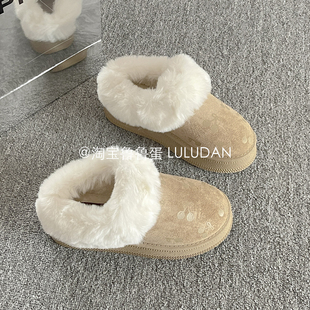 鲁鲁蛋 保暖厚底雪地靴女款2025新款棉鞋冬季加绒鞋子棉靴面包鞋