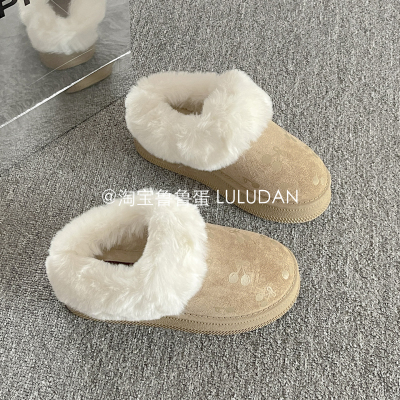 鲁鲁蛋 保暖厚底雪地靴女款2025新款棉鞋冬季加绒鞋子棉靴面包鞋