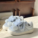 鲁鲁蛋 保暖厚底板鞋女款2025新款学生百搭chic鞋子加绒小白鞋潮