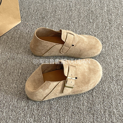 鲁鲁蛋 全包勃肯鞋女2026新款秋季外穿一脚蹬单鞋百搭平底休闲鞋