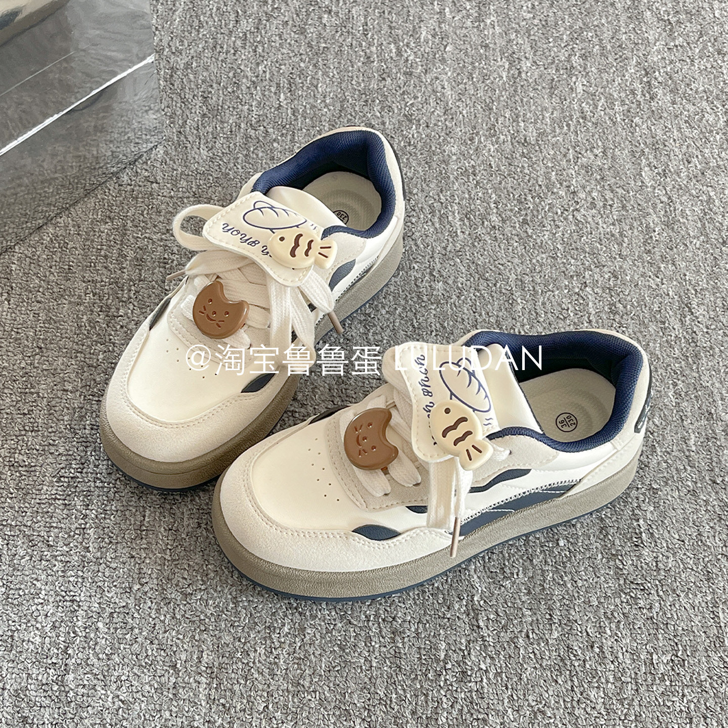 鲁鲁蛋 韩系板鞋女款2026新款春季厚底小白鞋学生百搭小众面包鞋,女鞋,休闲板鞋,淘宝优惠券,粉丝福利购,淘宝优惠卷