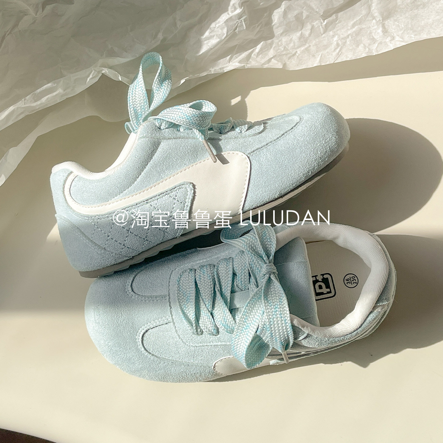 鲁鲁蛋 春季休闲板鞋子女2026新款爆款复古德训鞋ins潮百搭小白鞋,女鞋,时尚休闲鞋,淘宝优惠券,粉丝福利购,淘宝优惠卷