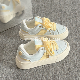 2026新款 女款 春季 小白鞋 潮 鲁鲁蛋 ins百搭小众板鞋 韩系厚底帆布鞋