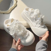 女款 2026新款 夏季 鲁鲁蛋 蝴蝶结面包鞋 透气帆布鞋 厚底小白鞋 薄款