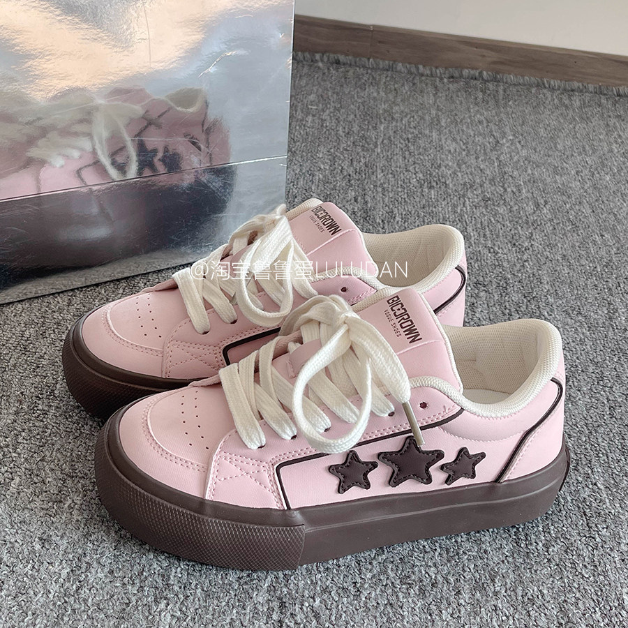 鲁鲁蛋 韩系星星板鞋女款2025新款春款百搭chic鞋子厚底小白鞋潮,女鞋,休闲板鞋,淘宝优惠券,粉丝福利购,淘宝优惠卷