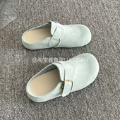 春秋一脚蹬配裙子半拖鞋 鲁鲁蛋 女2026新款 外穿勃肯鞋 包头拖女鞋