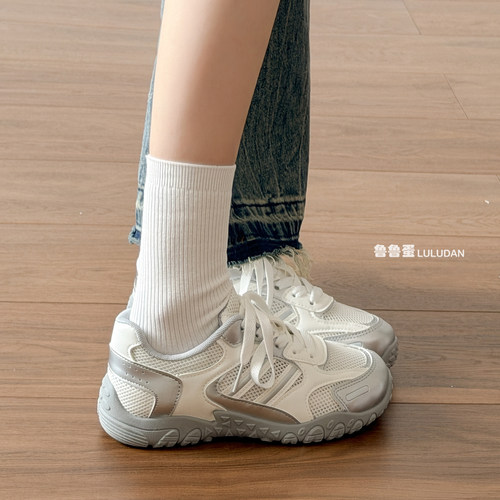 鲁鲁蛋运动鞋女款2026新款夏季鞋子百搭网鞋女透气网面超火小白鞋