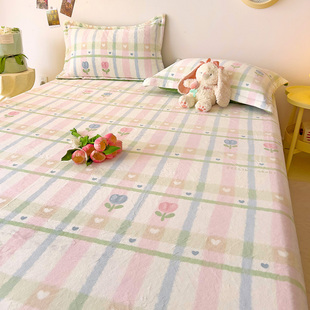 定做订制冬季加厚牛奶绒宝宝毛绒床笠罩135*150*180*190*200*220