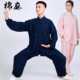 女武术运动套装 太极服男装 中老年太极拳八段锦服装 棉麻春秋季 新款
