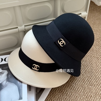 法式名媛小香风羊毛渔夫帽