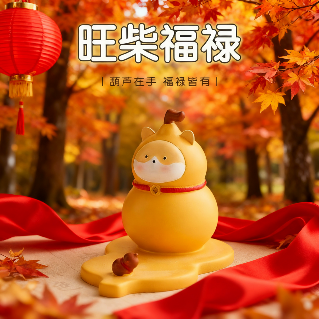 旺柴福禄国学摆件黄色卡通动物