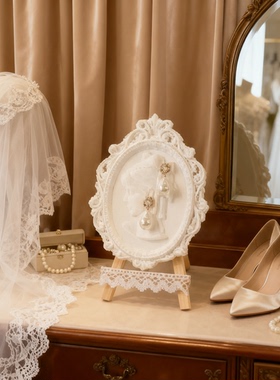 法式新娘珍珠头纱耳环高跟鞋