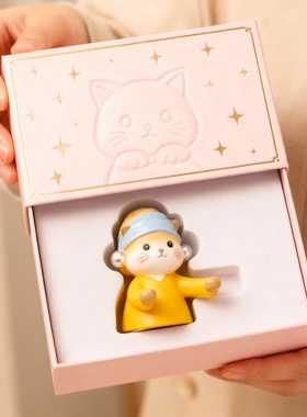 可爱萌系黄色猫咪桌面摆件礼品