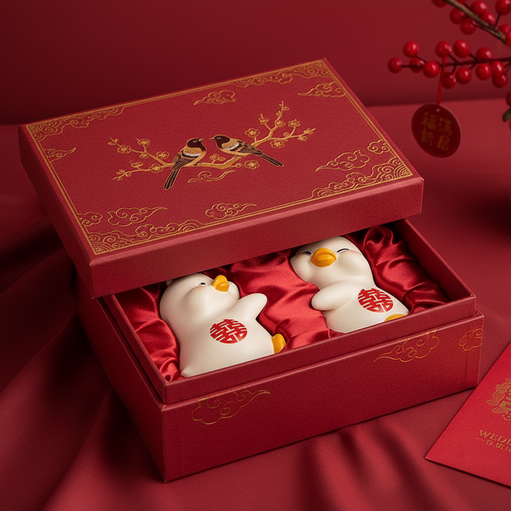 红色喜字小鸟陶瓷摆件本命年结婚喜庆桌面装饰礼盒装,家居饰品,桌面摆件,淘宝优惠券,粉丝福利购,淘宝优惠卷