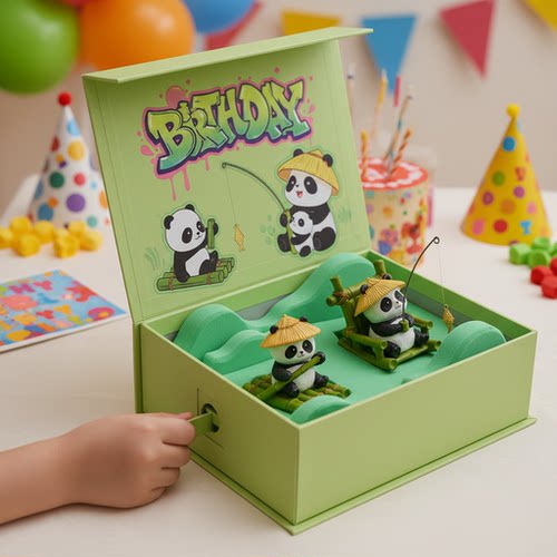 可爱卡通熊猫机械表收纳展示盒