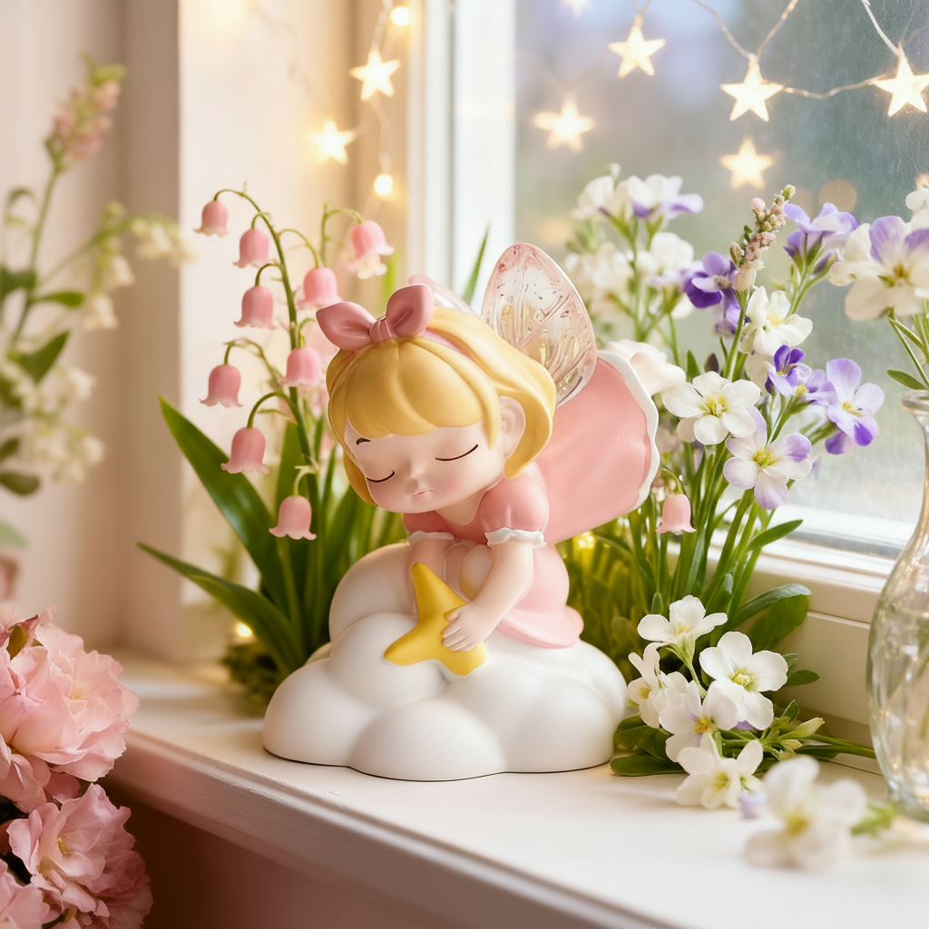 可爱小天使粉色星星桌面摆件