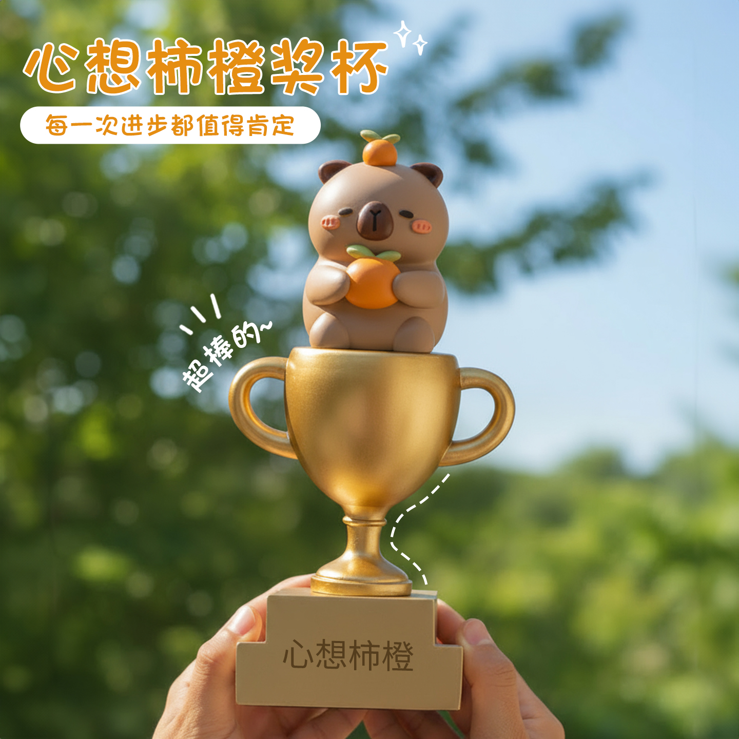 卡皮巴拉萌奖杯治愈儿童桌面