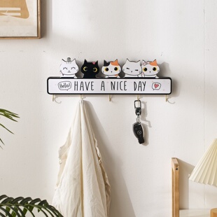 可爱高颜值钥匙挂钩入户玄关家用客厅卧室厨房装饰品创意金属并排