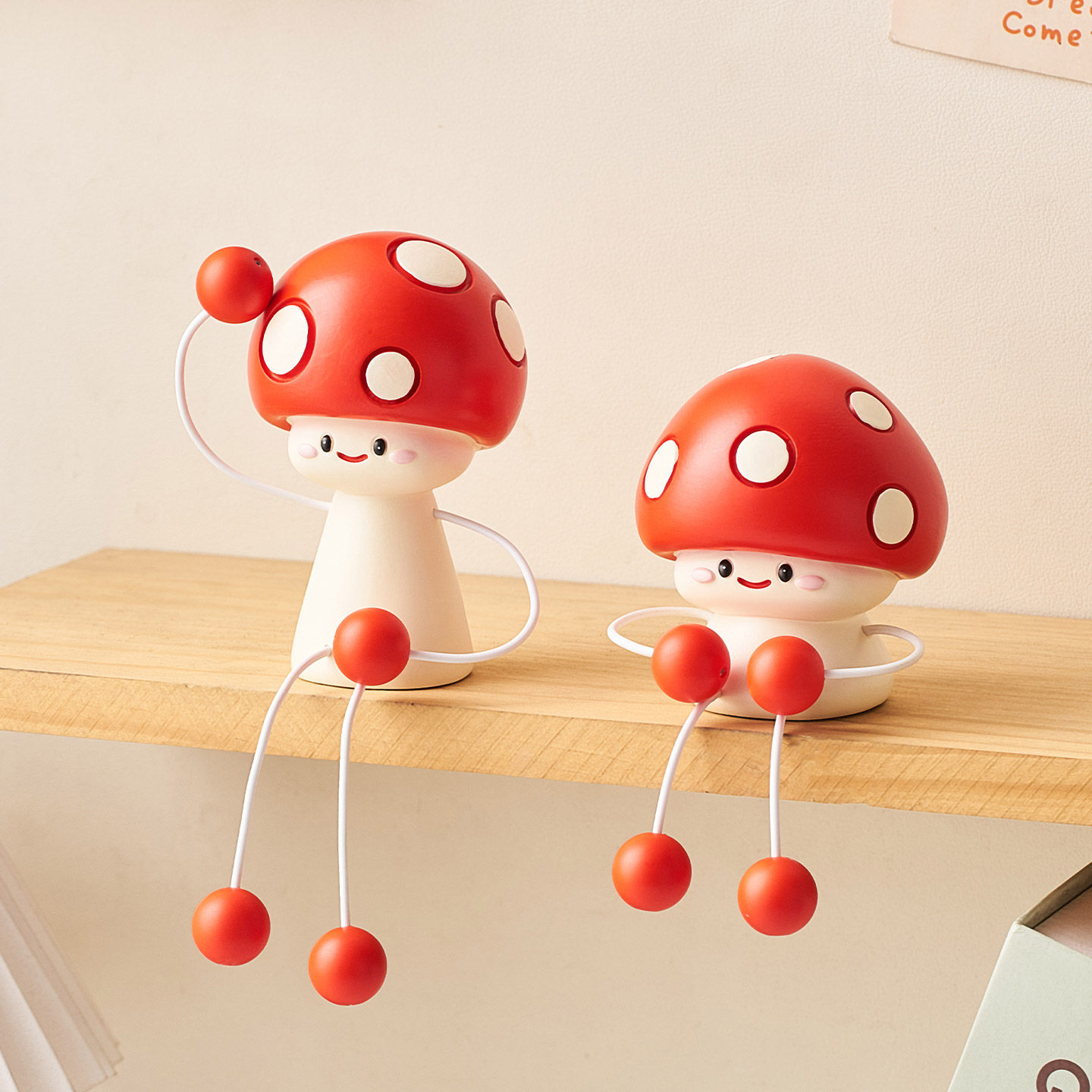 蘑菇吊脚娃娃摆件坐姿客厅电视柜洞洞隔板儿童房墙面置物架装饰品,家居饰品,装饰摆件,淘宝优惠券,粉丝福利购,淘宝优惠卷
